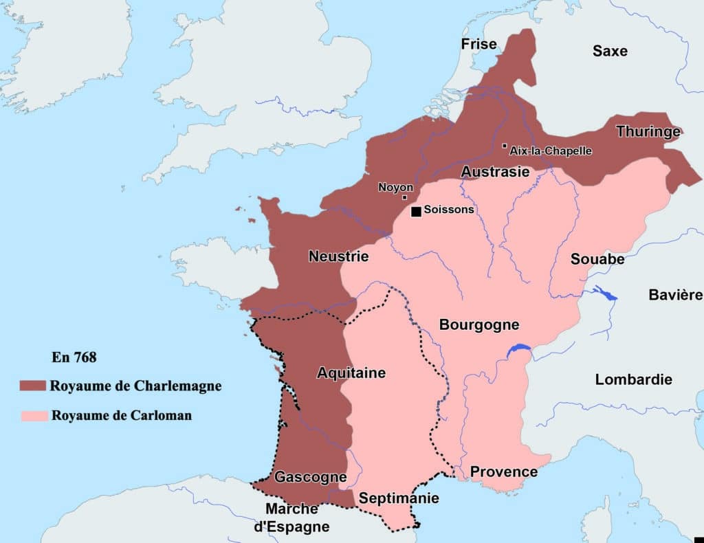 Partage du royaume entre Charlemagne et Carloman