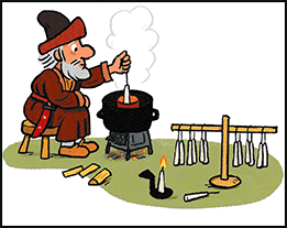 Bougies, invention des objets