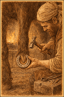 Fer à cheval, invention des objets