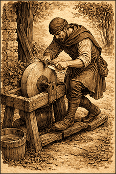 Meule à affûter, invention des objets