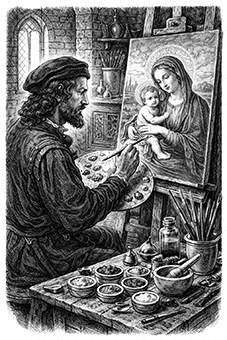 Peinture à l'huile, divertissement invention